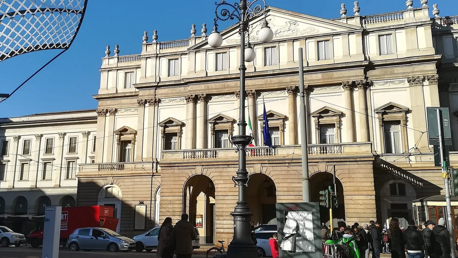 The facade of the Teatro alla Scala on Piazza della Scala, Milan, one of the venues on the city's event calendar